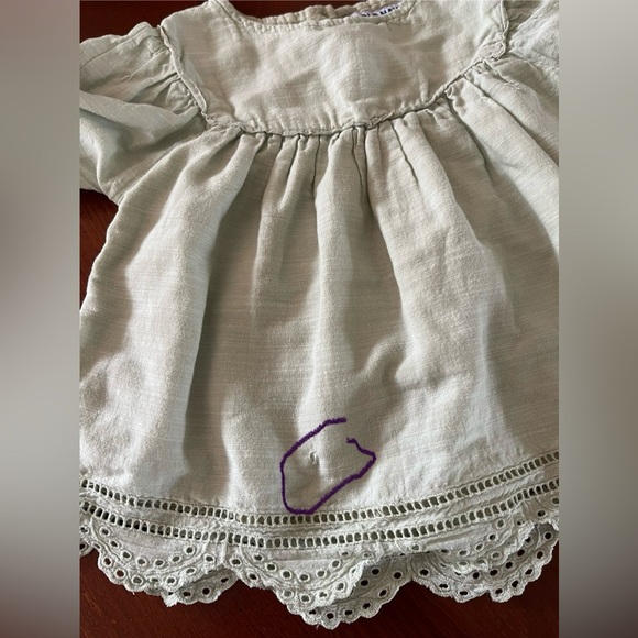 3/$20 Girls Old Navy Eyelet Blouse 3T Sage Mint Green - Picture 7 of 7